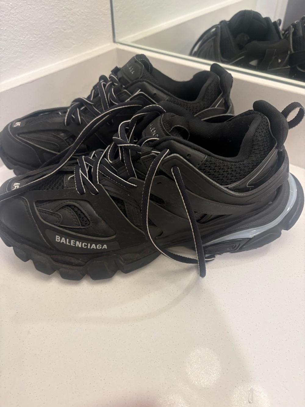 Balenciaga Black Layered Track Trainers with Reflective Trim - Picture 2 of 8